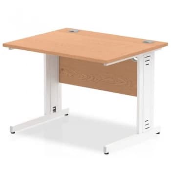 Trexus Rectangular Desk White Cable Managed Leg 1000x800mm Oak Ref