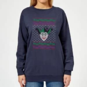 DC Joker Knit Womens Christmas Sweatshirt - Navy - L