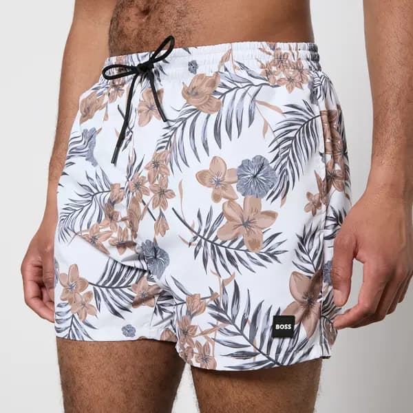 BOSS Swimwear Piranha Floral-Print Shell Swimming Trunks - L Multi Swimwear and Beachwear male 50508844-100 L