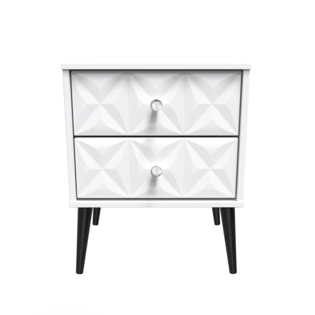 Toledo 2 Drawer Bedside Cabinet In White Matt (Ready Assembled)