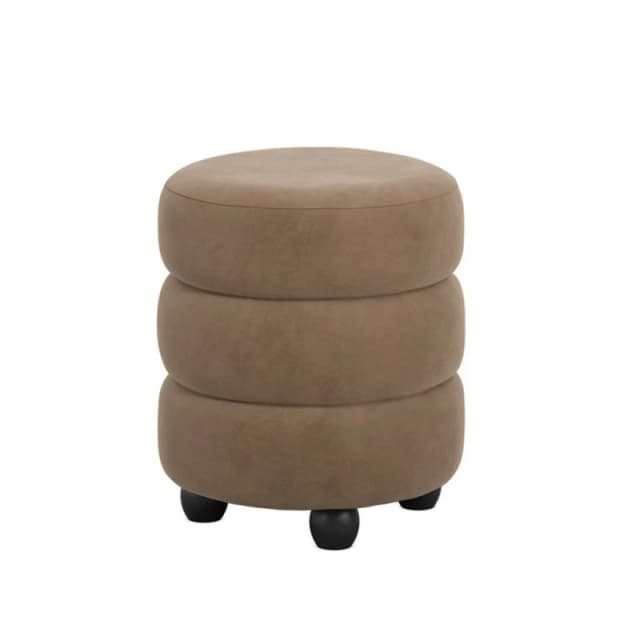 Lemon Pavilion Furniture Emi Pouffe - Velvet/Pine - L43xW43xH49.5cm - Mole/Black in Brown Brown Unisex