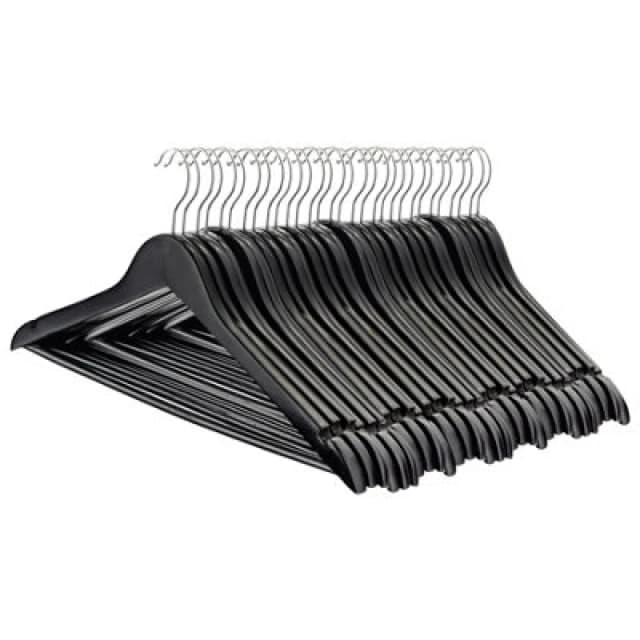 Harbour Housewares Wooden Coat Hangers - Black - Pack Of 30