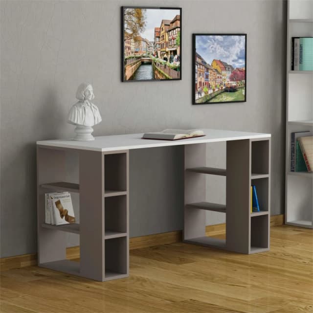 Decortie Working Desk 60X140X75Cm Particleboard White, Mocha Grey, Multi 8680812148026