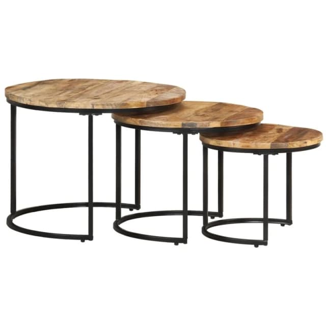 VIDAXL Nesting Tables 3 pcs Rough Mango Wood Vidaxl 8720286668627