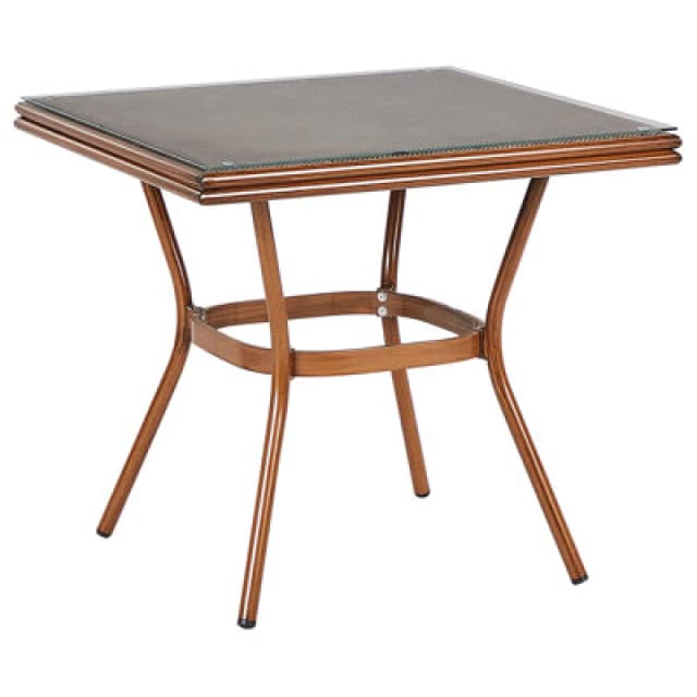 Beliani Garden Dining Table Caspri Ii 80 Cm 80 Cm Glass Grey