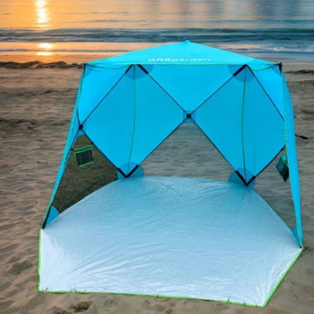 Gr8 Garden Blue Pop Up Family Beach Tent Sun Shade Camping Shelter 3-4 Person UPF50+ UV Blue
