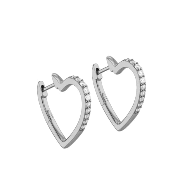 Be You Sterling Silver CZ Heart Hoop Earrings Sterling Silver female One Size