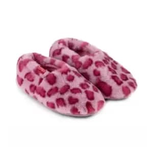 totes Leopard Print Kid's Short Full Back Slippers Pink