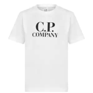 CP COMPANY BoyS Goggle Logo T Shirt - White