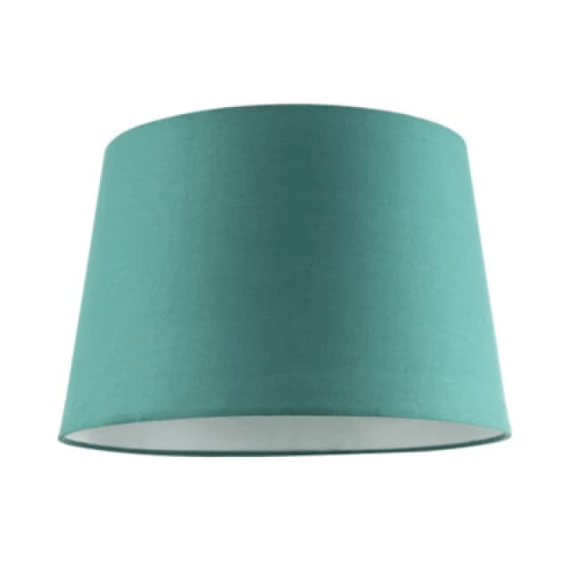 Happy Homewares Vivid Teal Cotton Fabric 12" Drum Lampshade With White Cotton Inner