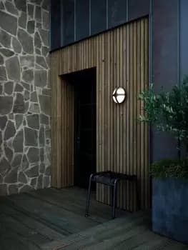 Cross Outdoor Patio Terrace Aluminium Wall Light in Black (Diam) 11cm