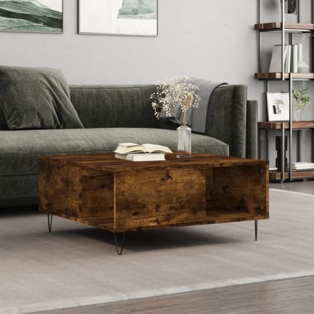 VIDAXL Coffee Table Smoked Oak 80x80x36.5cm Engineered Wood Vidaxl 8720845872281