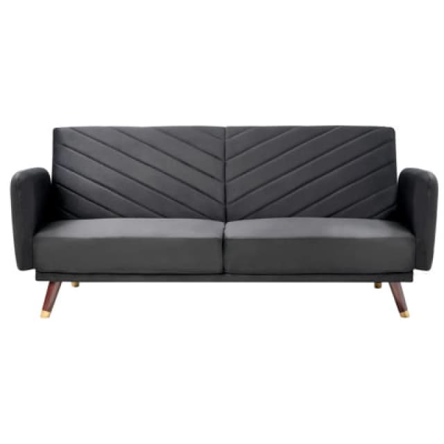 Beliani Sofa Bed 3 Seater Senja Velvet Black