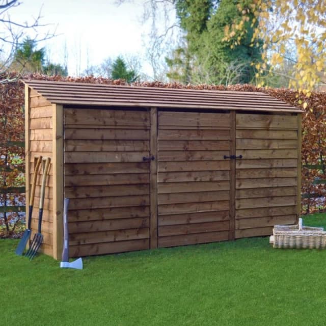Rutland County Garden Furniture Ltd Empingham 6ft Log Store with Doors, L80 x W340 x H181 cm, Rustic Brown Brown Unisex