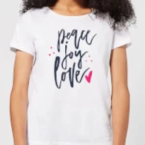 Peace Joy Love Womens T-Shirt - White - 3XL