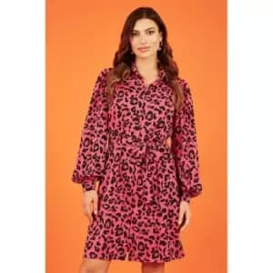 Mela London Pink Animal Print Long Sleeve Dress - Pink