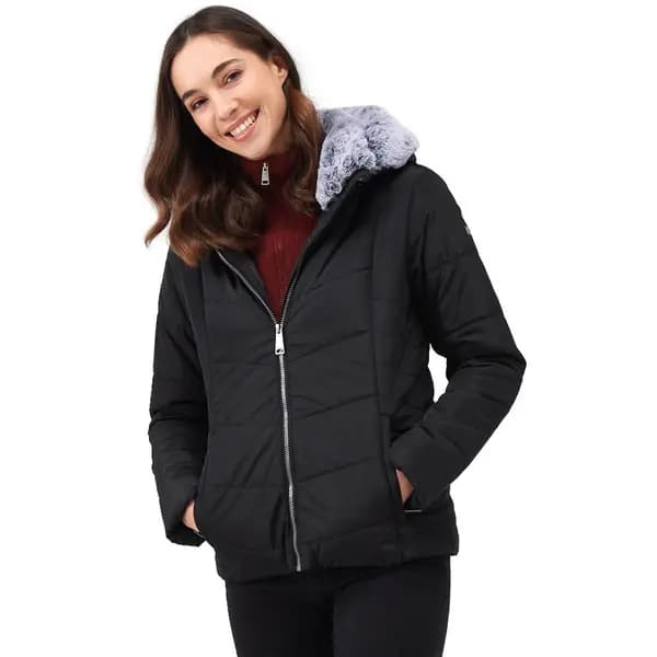 Regatta Womens Wildrose Padded Insulated Hooded Jacket Coat 12 - Bust 36' (92cm) Black RWN256-800-12