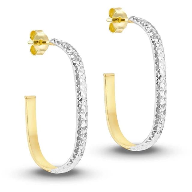 Be You 9ct Gold Diamond Cut Half Hoop Earrings Hoop Earrings One Size Yellow And White Gold 72937390000