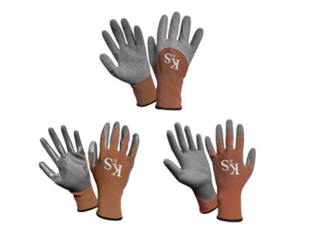 Kent and Stowe Multi Task Garden Gloves Triple Pack Brown / Grey M 70105485