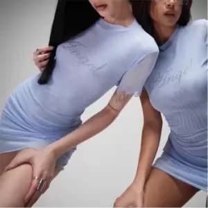 Missguided Mesh Angel Diamante Mini Dress - Blue