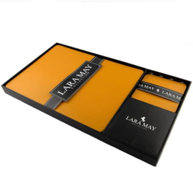 Lara-May Lara May Recycled Leather 6 Piece Placemats & 6 Piece Coasters - Mustard Yellow