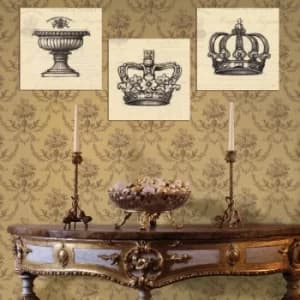 3BT040 Cream Black Grey Decorative MDF Painting (3 Pieces)