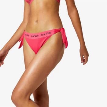 Jack Wills Eco Taped Tie Side Bikini Bottoms - Bright Pink