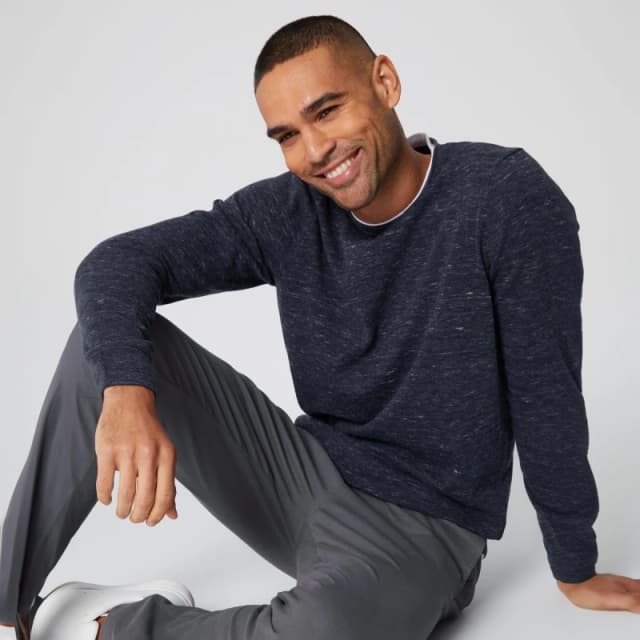 Threadbare 'Springvale' Cotton Crew Neck Jumper with Mock T-Shirt Navy