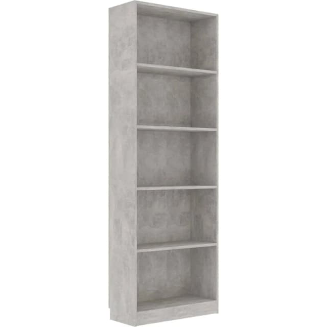 VIDAXL Vidaxl - 5-Tier Book Cabinet Concrete Grey 60x24x175cm Engineered Wood 800886