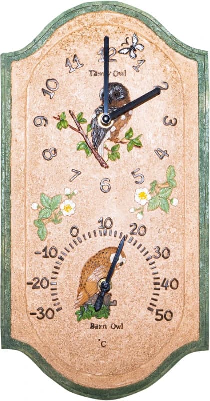 Vintage 38cm Outdoor Barn Owl Bird Design Wall Clock and Thermometer ELV-710020 Wall Clock