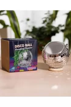 Disco Ball Medium Hanging Planter - Silver