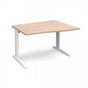 TR10 Right Hand Wave Desk 1200mm - White Frame Beech Top