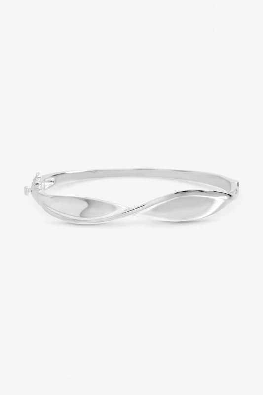 Inicio Sterling Silver Plated Wave Bangle - Gift Pouch Chain Bracelets One Size Silver 40045311000