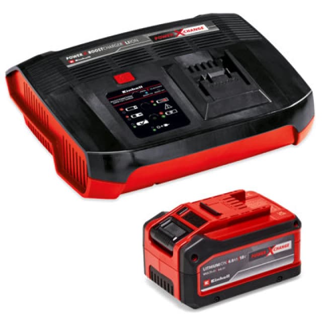 Einhell Genuine PXC 18v Cordless Slim Plus Li-ion Multi-Ah Battery 6ah and Boost Charger 4512143 Battery Amp Hours: 6ah