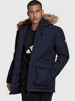 adidas Utilitas Hooded Parka Jacket - Navy Size XS Men