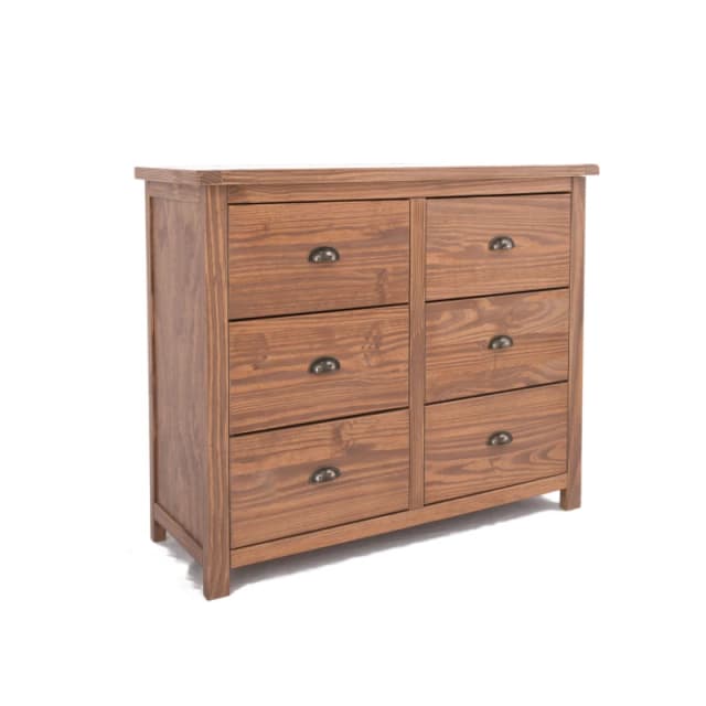 Cabinet Bits Padua 6 Drawer Chest of Drawers Brass Cup Handle in Brown Brown Unisex