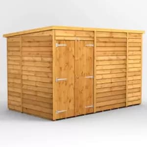10X6 Power Overlap Pent Windowless Double Door Shed