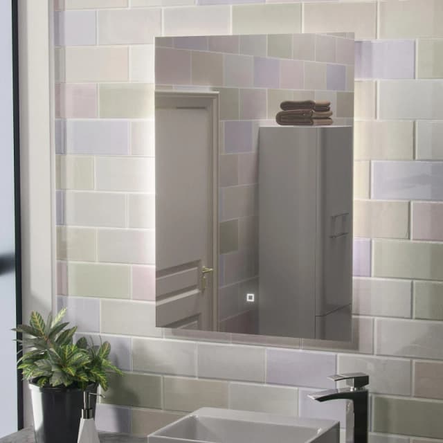 Nes Home Riley Large Illuminated Backlit Bathroom Mirror with Lights Touch Switch in Silver Silver Unisex