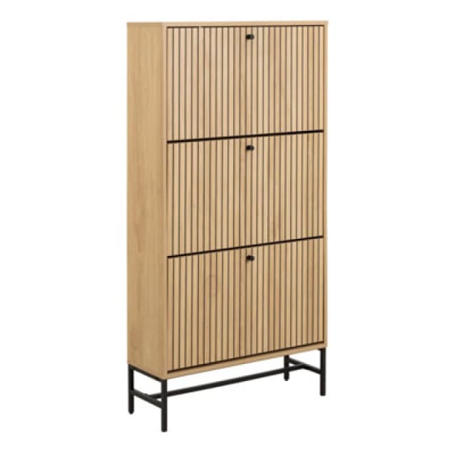 Furniture To Go Albany Shoe Cabinet 3 Flip Down Doors In Oak/black Legs