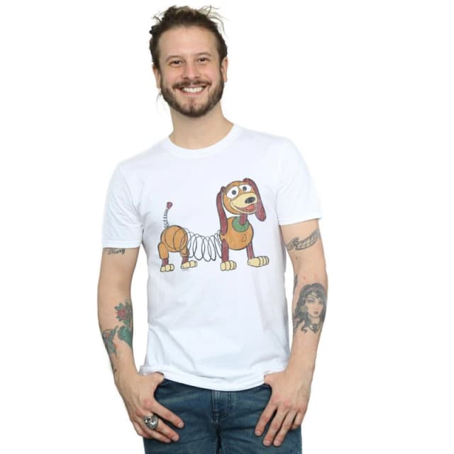 Disney Men Toy Story 4 Slinky Pose T-Shirt in White Size: Small White S Male 5059308592569