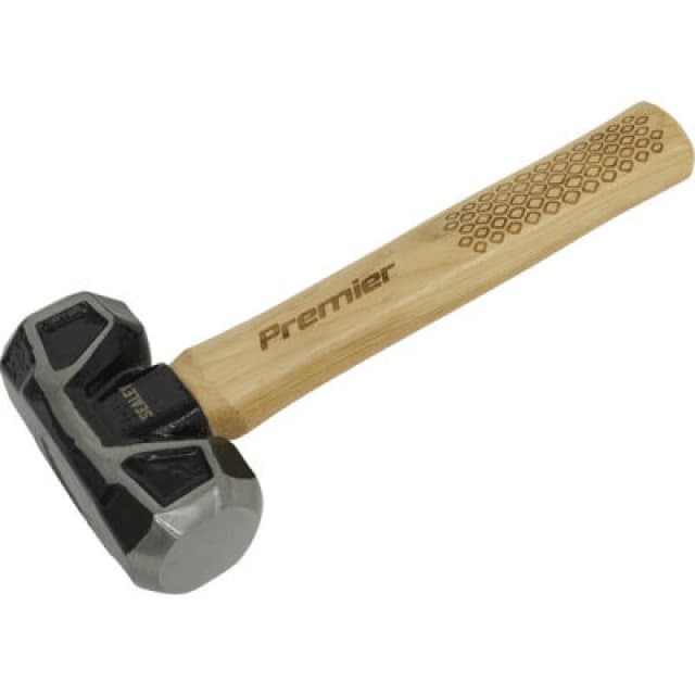 Loops 3lb Club Hammer with Hickory Wooden Shaft - Drop Forged Carbon Steel Head Metallics