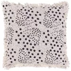 Hara Woven Fringed Cotton Cushion Ink / 50 x 50cm / Polyester Filled