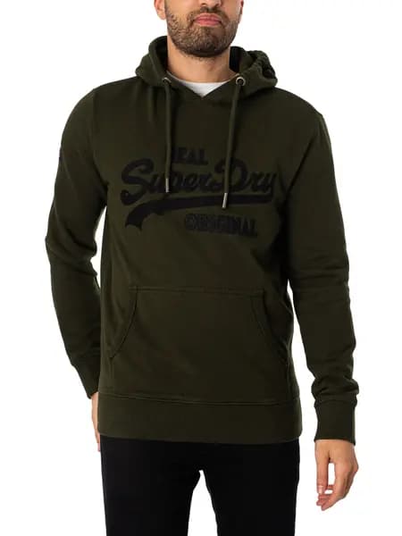 Superdry Embroidered Pullover Hoodie Surplus Goods Olive Green L