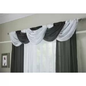 Alan Symonds - Sheer Rod Pocket Slot Top Plain Voile Swag with Glitter Trim Black 22 x 18 (56x46cm) - Black