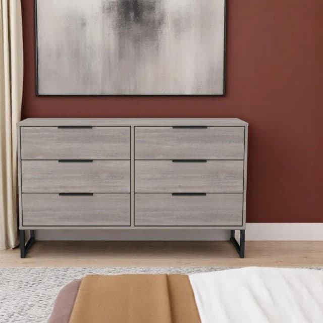 Welcome Furniture Ltd Hong Kong 6 Drawer Wide Chest in Grey Oak - Ready Assembled, Grey HKG015GOGO