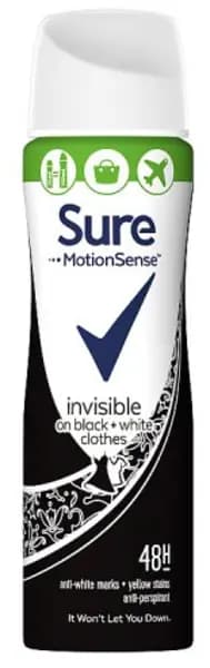 Sure Motion Sense Invisible Black + White Deodorant 75ml