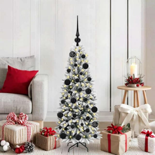 vidaXL Artificial Christmas Tree with 150 LEDs, Black Balls White 53 x 53 x 120 cm, White 3396022