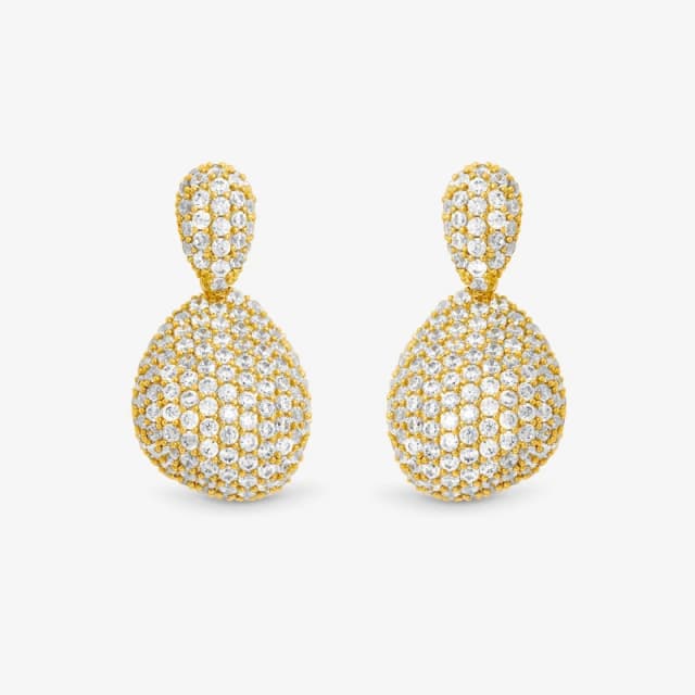 Jon Richard Gold Plated & Crystal Double Drop Dome Earrings Stud Earrings One Size Gold 73422810000