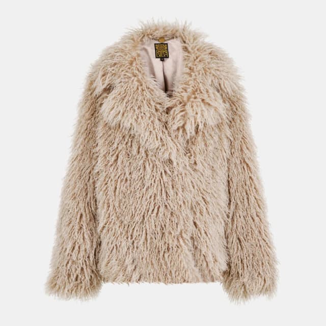 Biba Womens Doodle Fur Oversized Teddy Coat Blonde female 8 (XS)