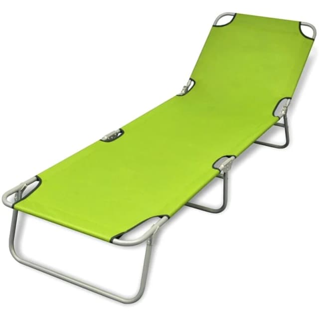 Foldable Sun Lounger with Adjustable Backrest Apple Green